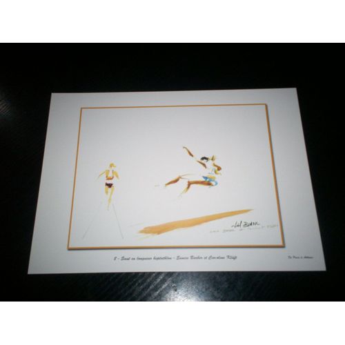 Reproduction D'aquarelle De Joel Blanc De Paris À Athènes Saut En Longueur Heptathlon Eunice Barber Caroline Kluft