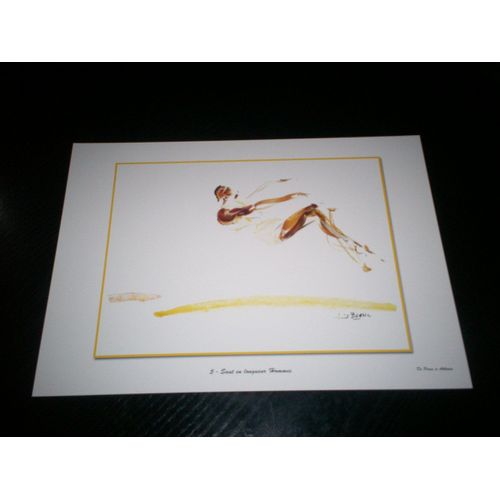 Reproduction D'aquarelle De Joel Blanc De Paris À Athènes Saut En Longueur Hommes