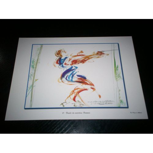 Reproduction D'aquarelle De Joel Blanc De Paris À Athènes Finale Du Marteau Femmes