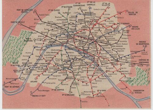 Ancienne Carte Du Métro Avec Au Dos Une Publicité.1940.