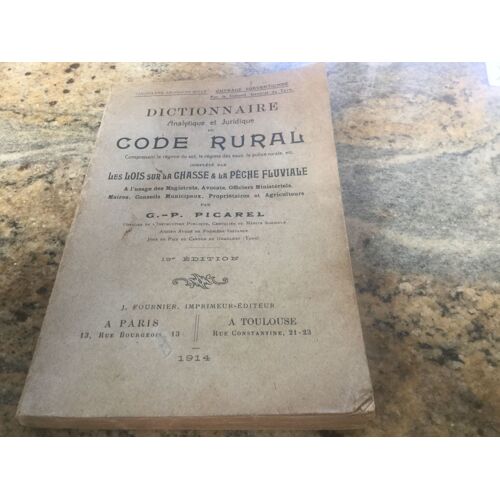 Dictionnaire Analytique Et Juridique Du Code Rural