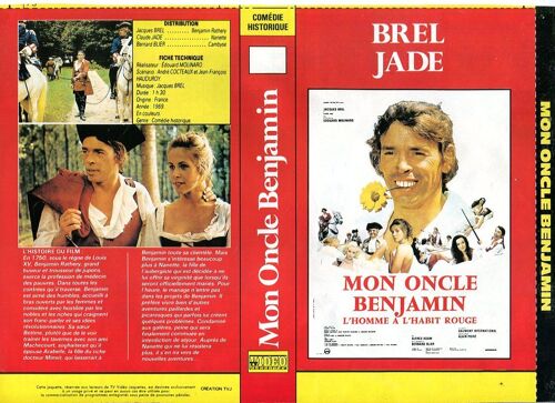 Jaquette Pour V H S - " Mon Oncle Benjamin " : Jacques Brel / Claude Jade - " La Chasse Sanglante ( Open Season ) " : Peter Fonda / William Holden