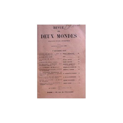 Revue Des Deux Mondes Du 01/10/1925