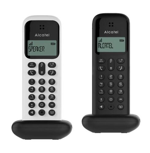 Alcatel D285 Voice Duo - Téléphone sans fil - système de répondeur avec ID d'appelant - (conférence) à trois capacité d'appel - noir, blanc + combiné supplémentaire