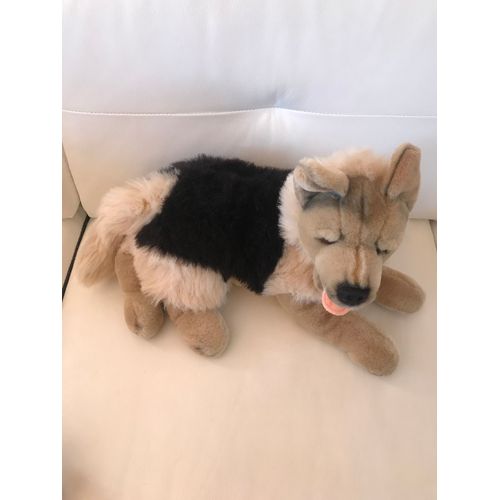 Peluche Doudou Chien Berger Allemand Noir Et Beige Lascar 38 Cm