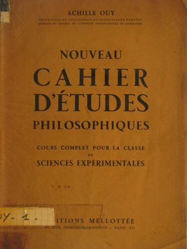 Nouveau Cahier D Etudes Philosophiques