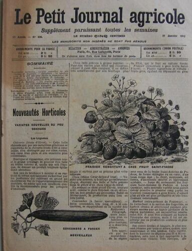 Le Petit Journal Du 21-01-1912  N° 838 : Nouveautés Horticoles - Variétés Nouvelles Ou Peu Connues.