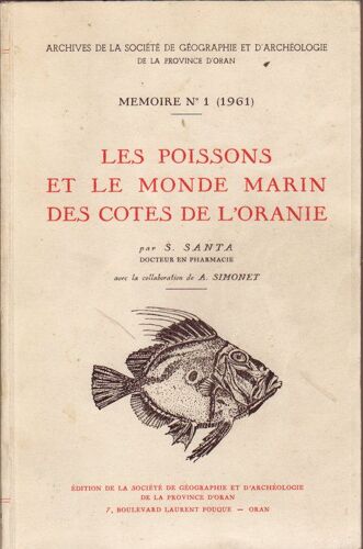 Les Poissons Et Le Monde Marin Des Cotes De L'oranie