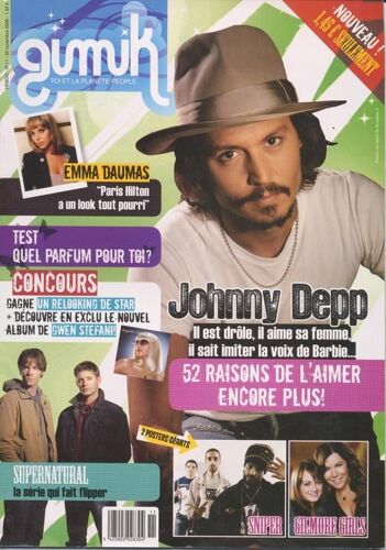 Gimik (Edition Belge) / 22-11-2006  N° 11 : Johnny Depp (4p) - Calogero (1p) - Vanessa Paradis (1p) - Emma Daumas (2p) - The Kooks (1p) - Jared Padelecki / Jensen Ackles (2p)