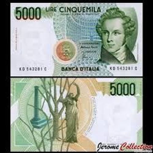 Billet De Banque 5000 Cinquemila Lire - Banca D'italia - Vincenzo Bellini - 1985