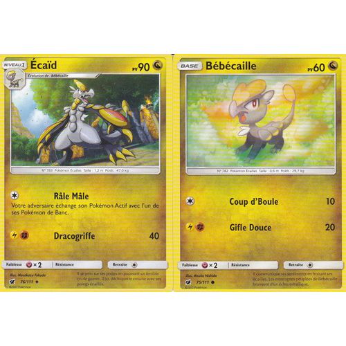 2 Cartes Pokemon - Ecaid 76/111 Et Bebecaille 75/111 - Soleil Et Lune 4 - Invasion Carmin
