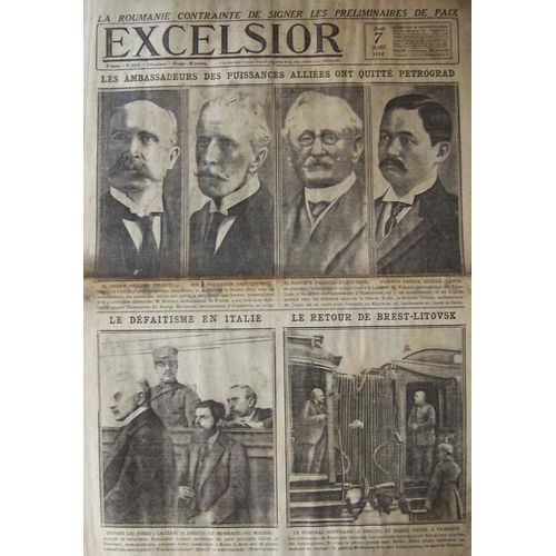 Excelsior Du 07-03-1918  N° 2669 : Les Ambassadeurs Des Puissances Alliées Ont Quitté Pétrograd