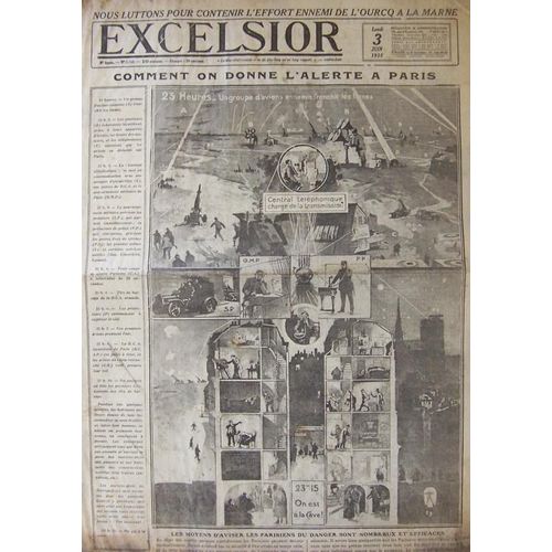 Excelsior Du 03-06-1918  N° 2753 : Comment On Donne L'alerte À Paris