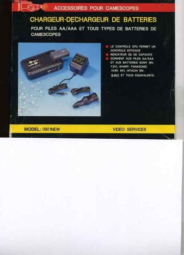 EF 901 - Adapteur d'alimentation et chargeur de batterie - pour JVC GR-SXM265, SXM515; Panasonic NV-A5A, A5EN, R11, RX20, RX30, S25, S70, S88, VX37, VX57