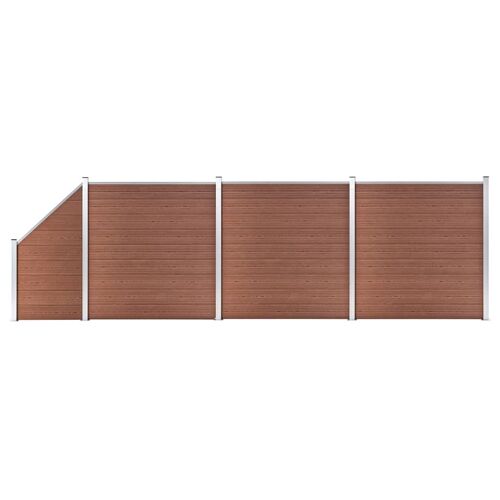 Ensemble De Clôture Wpc 3 Carré + 1 Incliné 619 X 186 Cm Marron