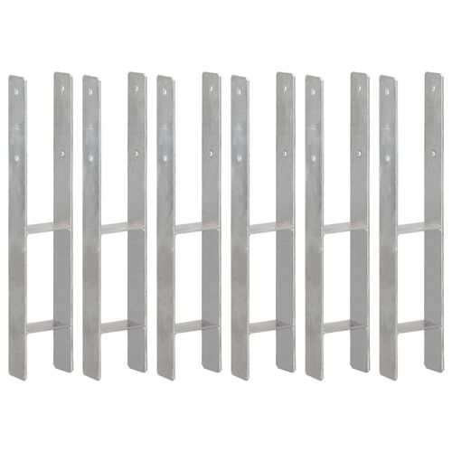 Piquets De Clôture 6 Pcs Argenté 10x6x60 Cm Acier Galvanisé