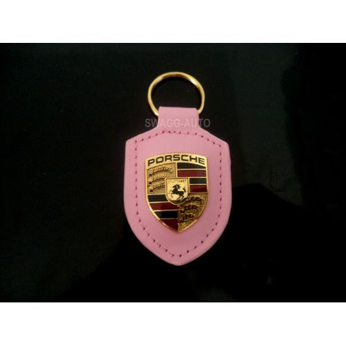 Porte-Clé En Cuir (Rose) Porsche Macan/Panamera/Carrera/Cayenne/Cayman