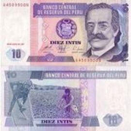 Billet De Banque 10 Diez Intis - Banco Central De Reserva Del Peru - Pérou - Ricardo Palma - 1987