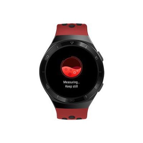 Huawei Watch GT 2e - Acier inoxydable noir - Montre connectée avec bracelet - fluoroélastomère - rouge lave - affichage 1.39" - 4 Go - Bluetooth - 43 g