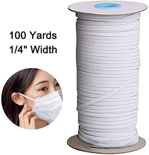 6mm 100Yard Rouleau Cordon Elastique Plat Bandes Élastiques Corde Elastique Bobine Elastique Couture Extensible - Blanc
