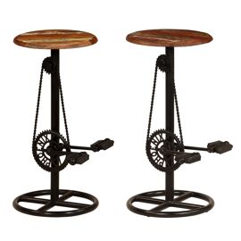 Tabourets De Bar 2 Pièces Pour Salle À Manger Cuisine Bois Recyclé Massif
