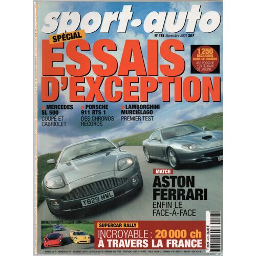 Sport Auto N°478 : Mercedes Sl500 - Porsche 911 Rts 1 - Lamborghini Murcielago