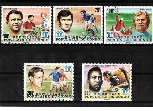 Congo- 1978 -Argentina-Coupe Du Monde De Football Du N° 486 Au N°490 -Lot De 5 Timbres Oblitérés-Très Bon Etat