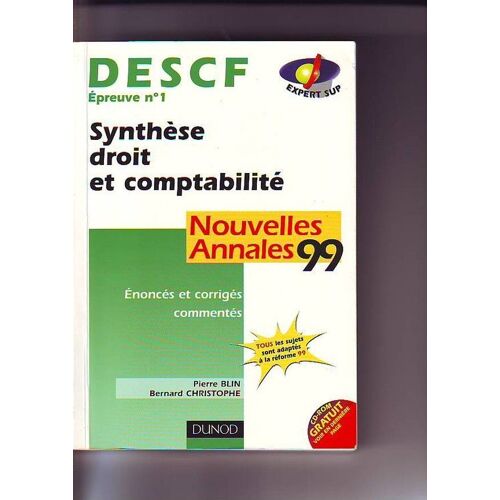 Descf, Nouvelles Annales 99 Tome 1 - Synthèse Droit Et Comptabilité