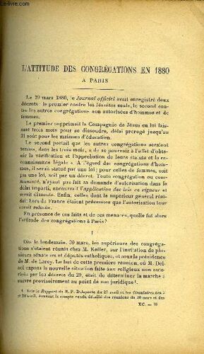 Etudes Tome 90 N° 2 - L Attitude Des Congrégations A Paris En 1880 Par Camille De Rochemonteix, Le Développement Des Idées Morales Chez Platon (2e Article) Par Jules Lebreton, Le Général Bertrand En(...)
