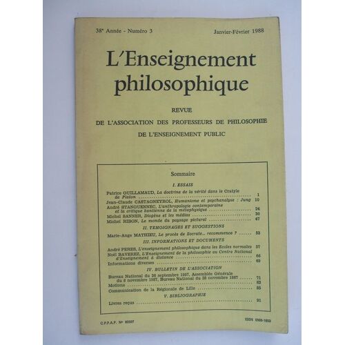 L'enseignement Philosophique Revue De L'association Des Professeurs De Philosophie De L'enseignement Public