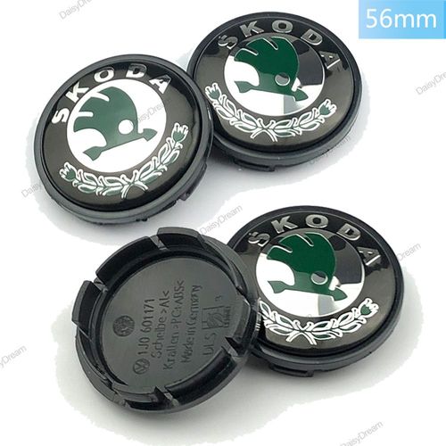 Nouveau Style Centre Roue 4×56mm Cache Moyeux Pour Skoda Badge Logo