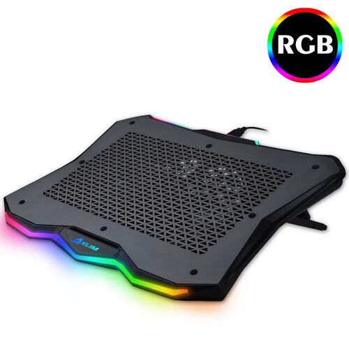 KLIM Rainbow + Refroidisseur PC portable - 11" à 17" + Éclairage RGB + Support ordinateur portable gaming + Ventilateur USB + Stable et Solide + Compatible avec Mac et PS4