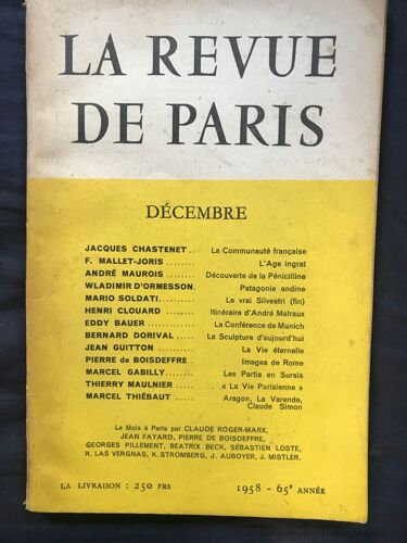 La Revue De Paris N12 1958
