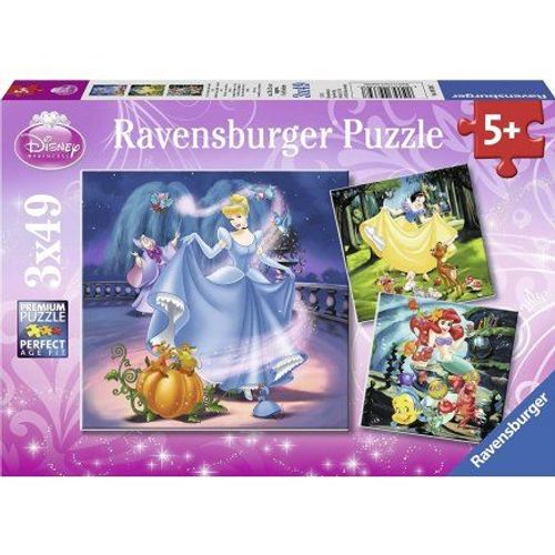 Coffret De 3 Puzzles De 49 Pieces Disney - Cendrillon Ariel La Petite Sirene Cendrillon - Puzzle Ravensburger