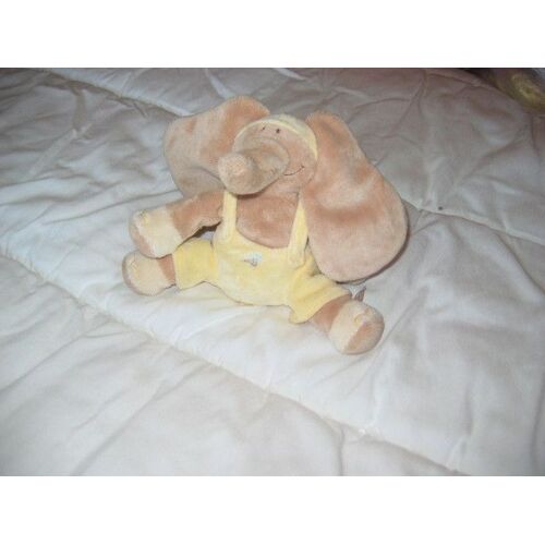 Doudou - Peluche Éléphant Avec Une Salopette Jaune