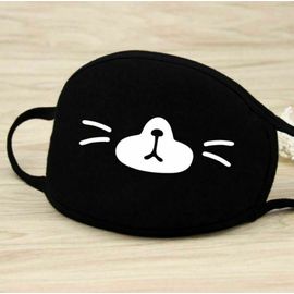 Lot De 2 Masques Déguisement Chat Mignon Kawaii Coton Solide Protéction Visage Noir Unisexe Bouche Nez Visage Anti Poussière Pollution Protection