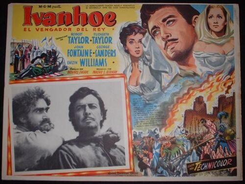 Ivanhoe * Richard Thorpe - Film 1951 - Affiche De Cinema Originale Mexicaine - Lobby Card - 32x42 Cm * Robert Taylor ; Elizabeth Taylor ; Joan Fontaine - Film Historique Sur La Chevalerie