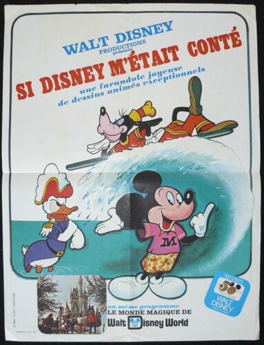 Si Disney M'?tait Conte * Film 1973 - Affiche De Cinema Pour La Sortie En 1973 * 40x60 Cm Movie Poster * Mickey ; Donald ; Pluto - Film D'animation