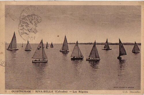 Carte Postale Ancienne, France, Normandie, Calvados ( 14 ), Ouistreham, Riva Bella, Les Régates - Oblitération Du 09/01/1938