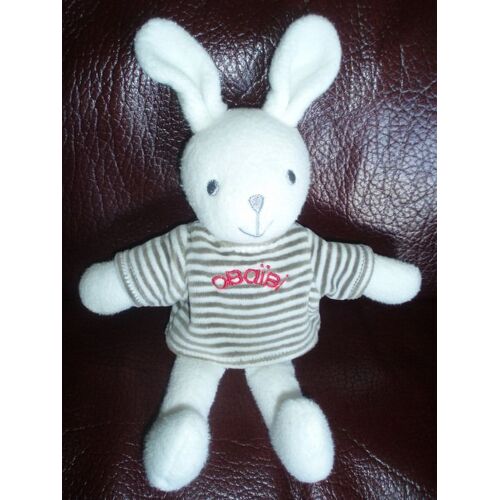 Doudou Lapin Blanc Obaibi Tee-Shirt Raye