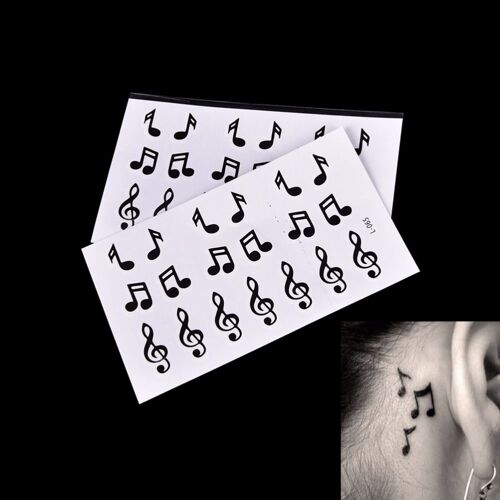 1pc Autocollant De Tatouage Étanche Art Corporel Tatouage Transfert D'eau Plume Musique Note Croix Code À Barres Temporaire Autocollant De Tatouage 