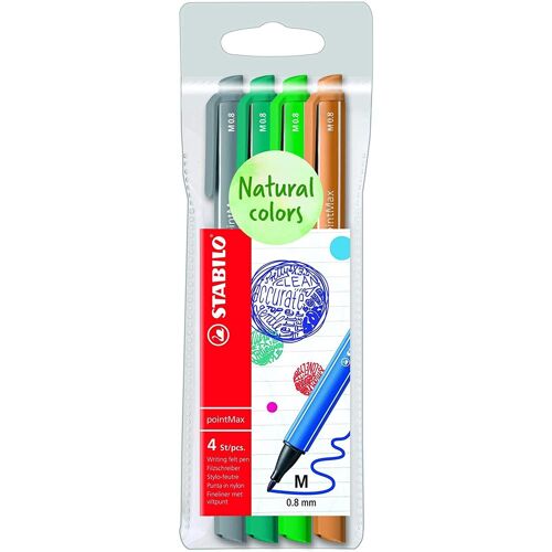 Stabilo Pochette 4 Stylos-Feutres Pointmax Edition Nature - Nuances Foret