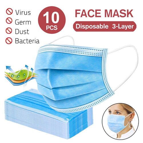 Masque Chirurgical 3 Plis 10 Pcs Masque Jetable
