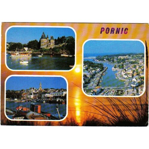 Carte Postale, France, Loire Atlantique, La Cote De Jade, Pornic, Le Port Et Le Château - Oblitération Du 11/07/1987