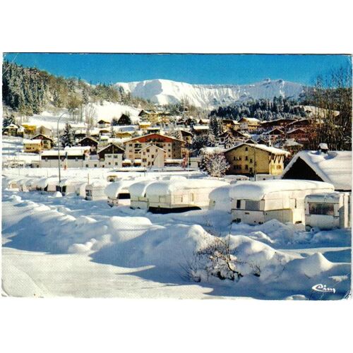 Carte Postale, France, Rhone Alpes, Haute Savoie, Megève Sous La Neige, Le Camping Caravanig, La Station Et La Mont Joly - Oblitération Du 07/02/1978