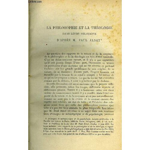 Etudes Religieuses, Philosophiques, Historiques Et Littéraires Tome 72 N° 1 - La Philosophie Et La Théologie Dans Leurs Relations D Après M. Paul Janet Par P.L. Roure, Un Jubilé Royal, 1837-1897 (Fin)(...)