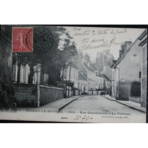 Carte Postale  Affranchie : 1906, Nogent-Le-Rotrou, Rue Gouverneur