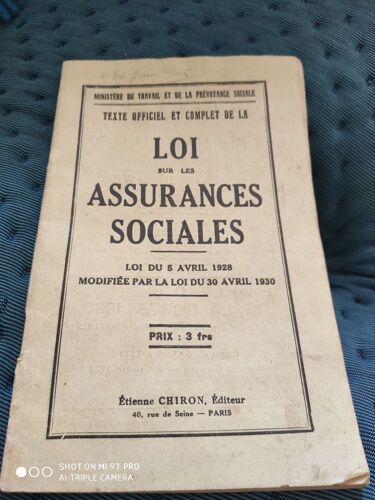 Loi Sur Les Assurances Sociales - 5 Avril 1928 Modifié 30 Avril 1930