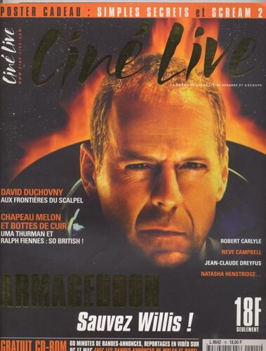 Ciné Live / 07-1998 N° 15 : Bruce Willis (6p) - Angelina Jolie (1p) - David Duchovny (2p) - Neve Campbell (2p) - Uma Thurman (2p) - Ralph Fiennes (2p) - X Files (4p) - Annie Girardot (2p)