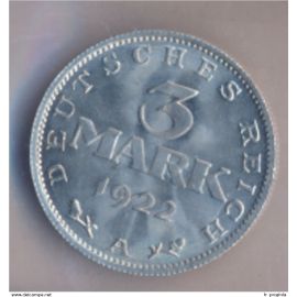Allemagne Du Reich = Monnaie D'une Valeur Faciale De 3 Mark . Année = 1922 A